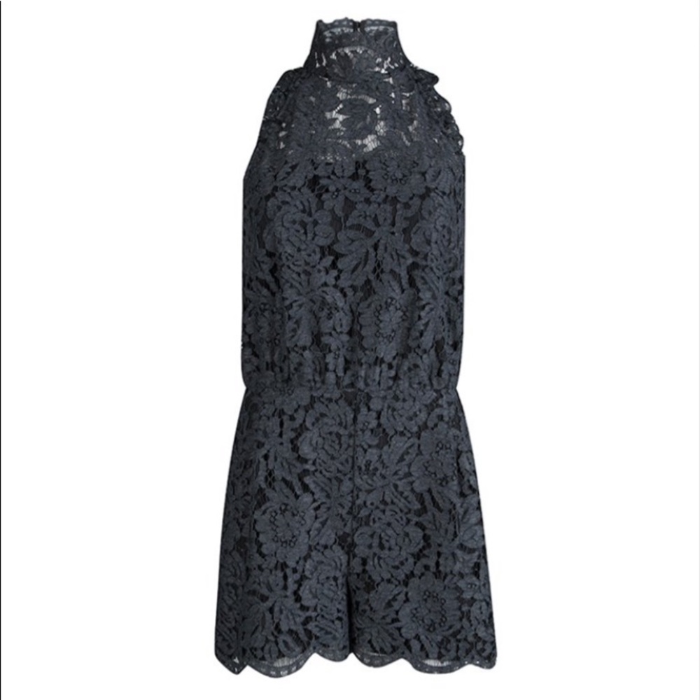 Diane von Furstenberg Gray Lace Romper